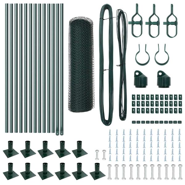 Стълб за ограда. Зелен 25 x 0,5 м (25 мм мрежа) Стомана