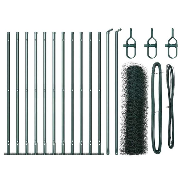 Стълб за ограда. Зелен 25 x 0,5 м (50 мм мрежа) Стомана