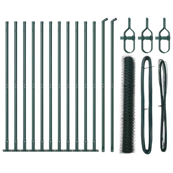 Стълб за ограда. Зелен 25 x 1 м (50 мм мрежа) Стомана