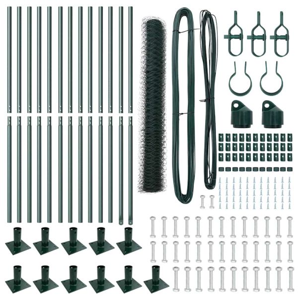 Стълб за ограда. Зелен 25 x 1 м (50 мм мрежа) Стомана