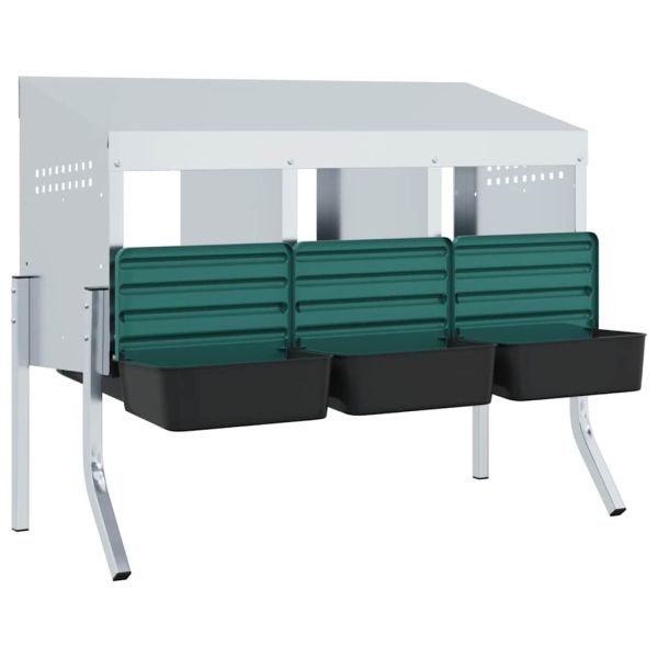 Кутия за гнездене за пилета с 4 отделения и крака, поцинкована стомана