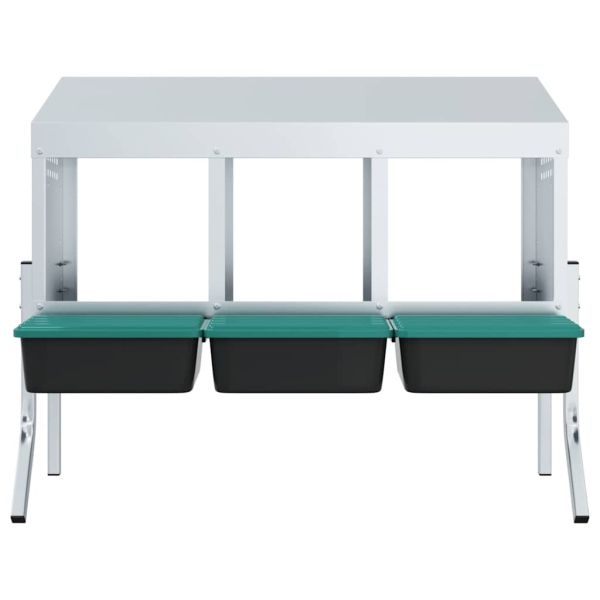 Кутия за гнездене за пилета с 4 отделения и крака, поцинкована стомана