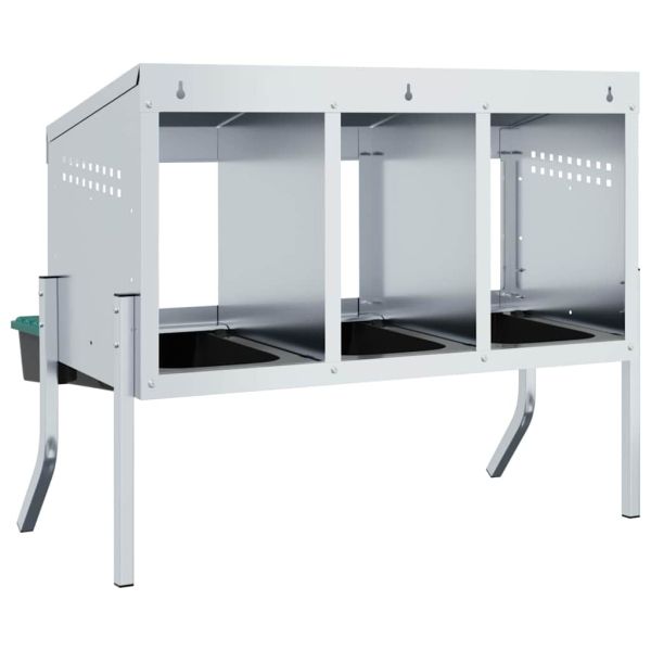 Кутия за гнездене за пилета с 4 отделения и крака, поцинкована стомана