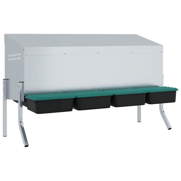 Кутия за гнездене за пилета с 4 отделения и крака, поцинкована стомана