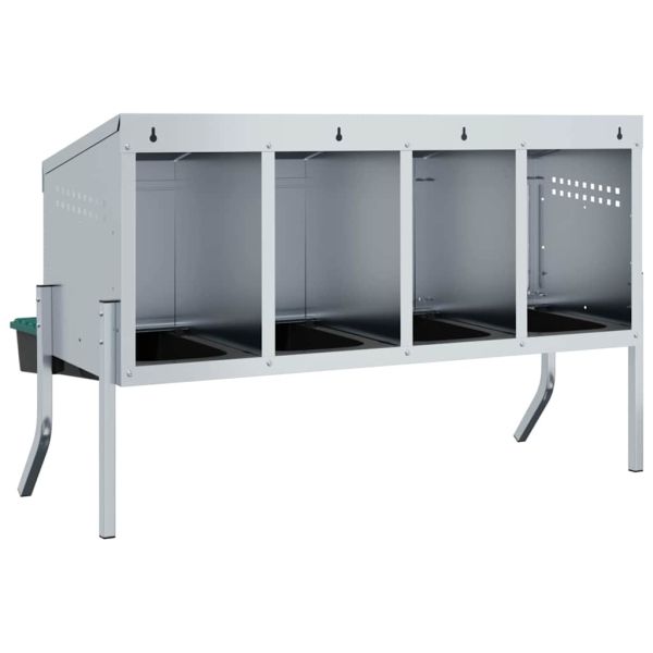 Кутия за гнездене за пилета с 4 отделения и крака, поцинкована стомана