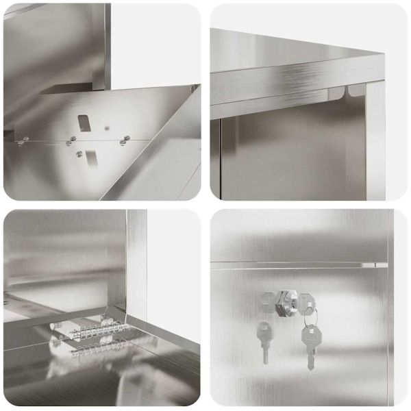 Пощенска кутия за пратки с врата Сребрист 44 x 22 x 82 см