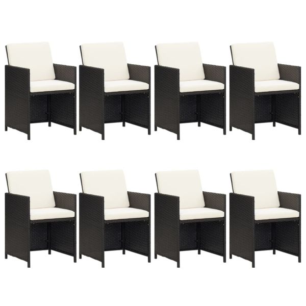 Градински трапезен комплект възглавници 9 части полиратан черен