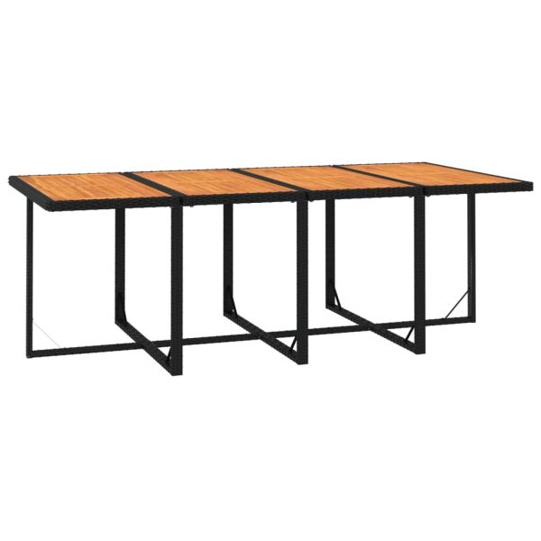 Градински трапезен комплект възглавници 9 части полиратан черен