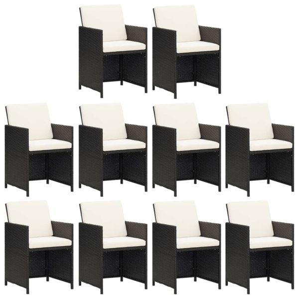 Градински комплект с възглавници 11 части полиратан черен