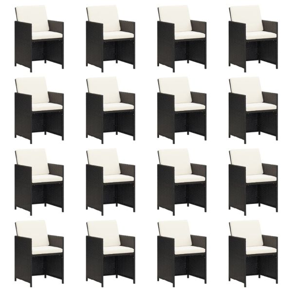 Градински комплект с възглавници 17 части полиратан черен