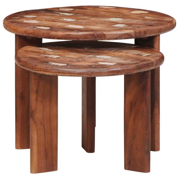 Nesting маси за кафе 2 pcs Солидна рециклирана дървесина