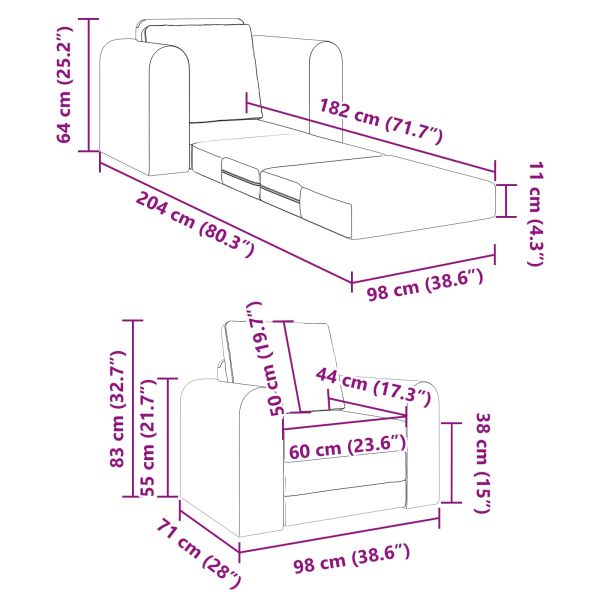 Диван легло Крем 98 x 71 x 83 см текстил