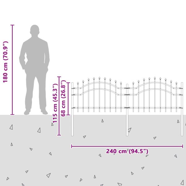 Градска ограда Сив 240 x 115 cm Прахово покритие стомана