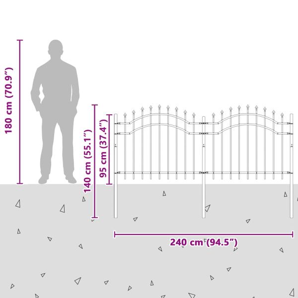 Градска ограда Сив 240 x 140 cm Прахово покритие стомана