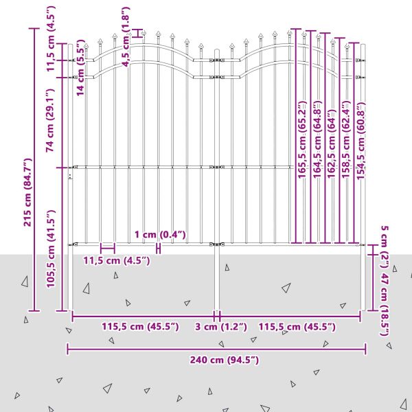 Градска ограда Сив 240 x 215 cm Прахово покритие стомана
