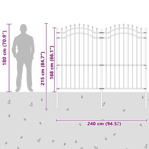 Градска ограда Сив 240 x 215 cm Прахово покритие стомана