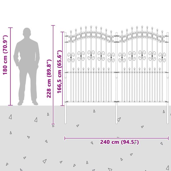 Градска ограда Сив 240 x 228 см Прахово покритие стомана