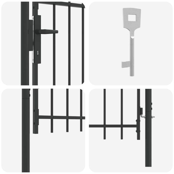 Врата за ограда Сив 103 x 150 cm Прахово боядисана стомана