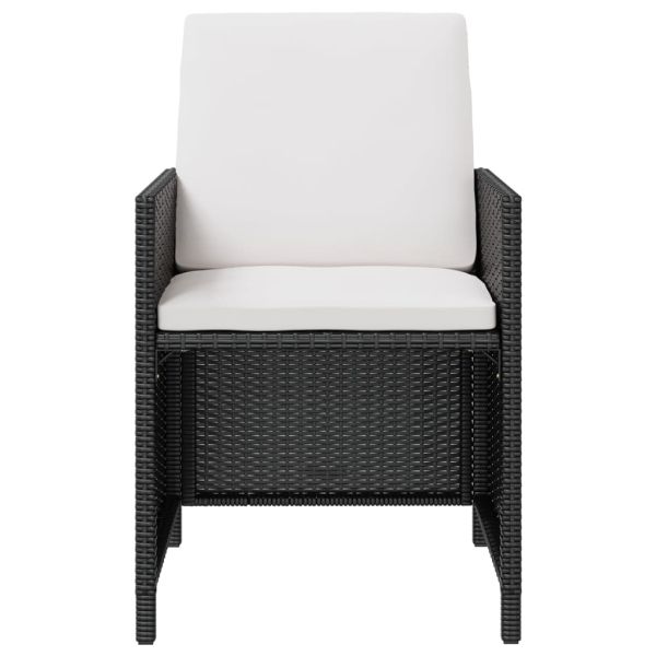 Градински трапезен комплект, 11 части, полиратан, акация, черен