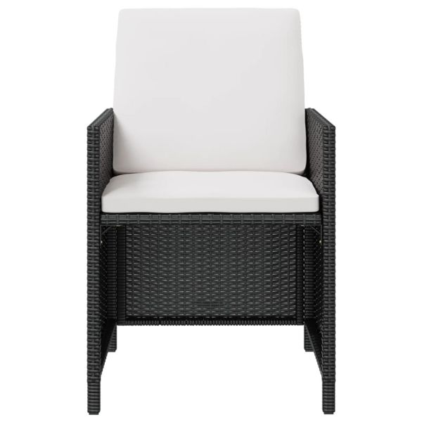 Градински трапезен комплект, 13 части, полиратан, акация, черен