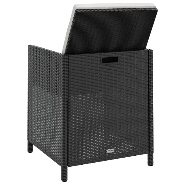 Градински комплект с възглавници, 13 части, черен полиратан