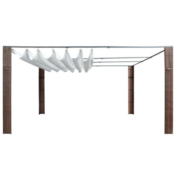 Шатра с покрив, полиратан, 400x400x200 см, кафяво и кремаво