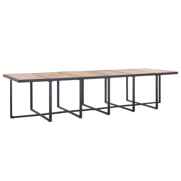 Градински комплект с възглавници, 17 части, черен полиратан