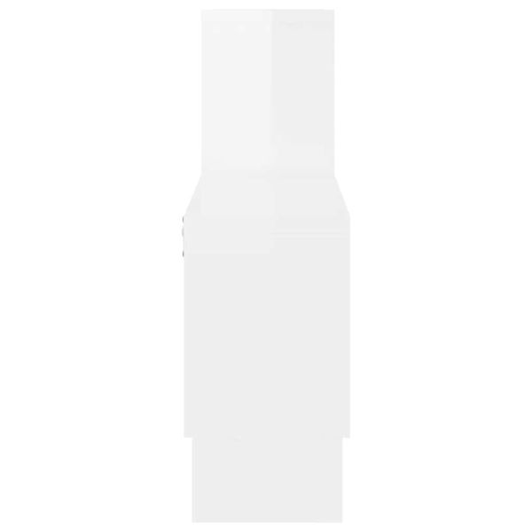 Стенен рафт във форма на кола, бял гланц, 82x15x51 см