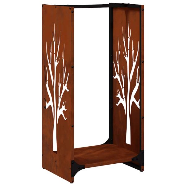 Стойка за дърва за огрев 40x30x80 см Патинираща стомана