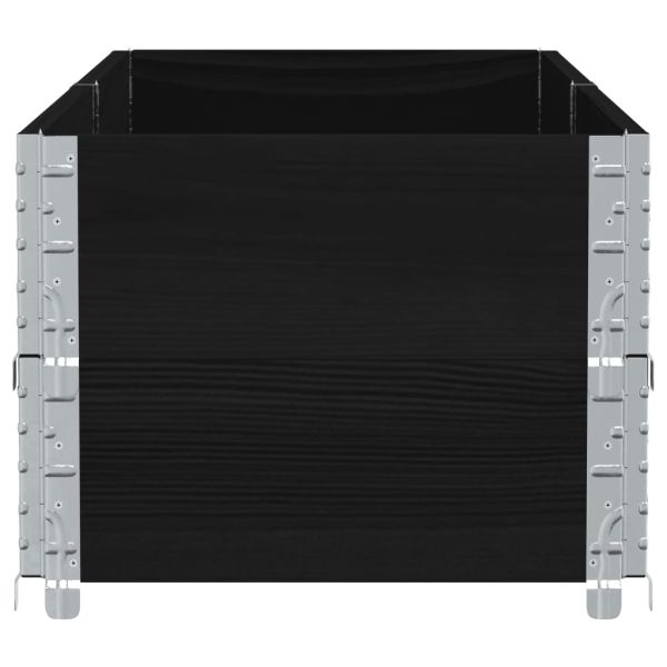 Градинска кашпа, черен, 150x50 см, борова дървесина масив