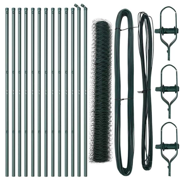 Стълб за ограда. Зелен 25 x 1,2 м (50 мм мрежа) Стомана