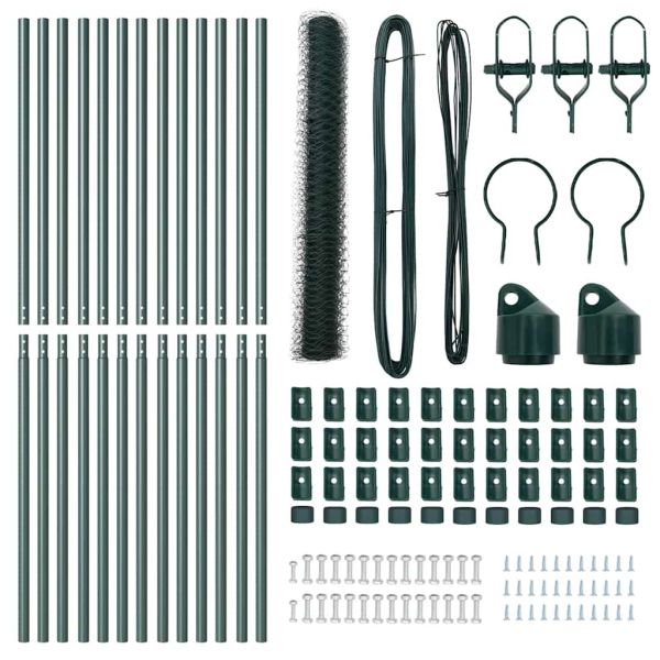 Стълб за ограда. Зелен 25 x 1,2 м (50 мм мрежа) Стомана