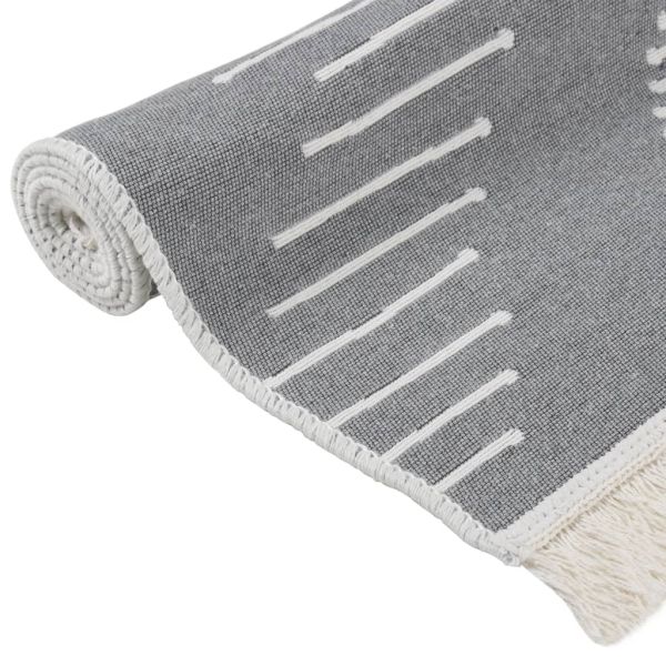 Килим, тъмносив, 160x230 см, памук