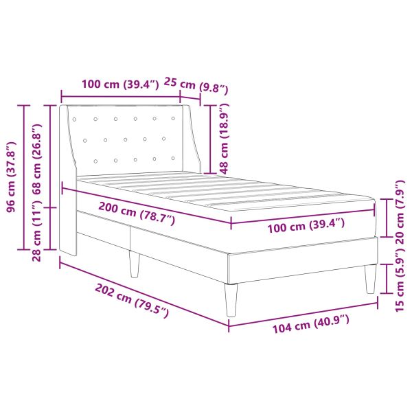 Рамка за легло с матрак с матрак Синьо 100 x 200 cm Кадифе
