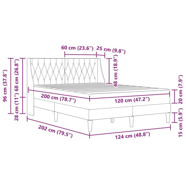 Рамка за легло с матрак с матрак Синьо 120 x 200 cm Кадифе