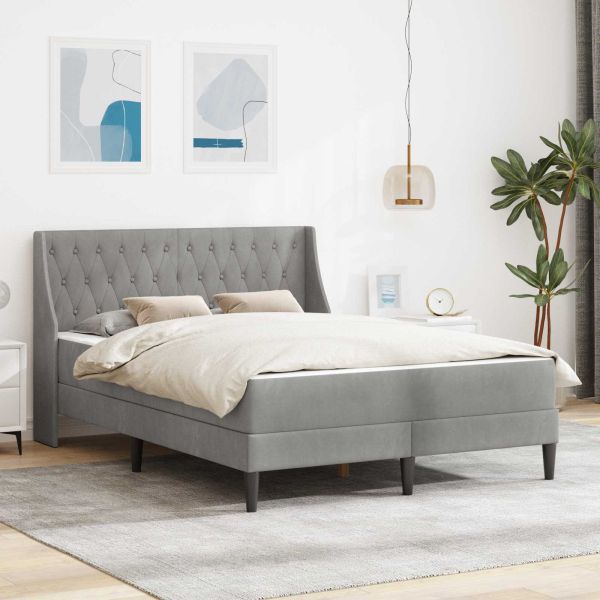 Рамка за легло с матрак с матрак Светлосиво 180 x 200 cm Кадифе