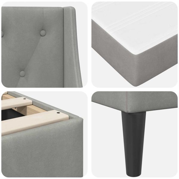 Рамка за легло с матрак с матрак Светлосиво 180 x 200 cm Кадифе