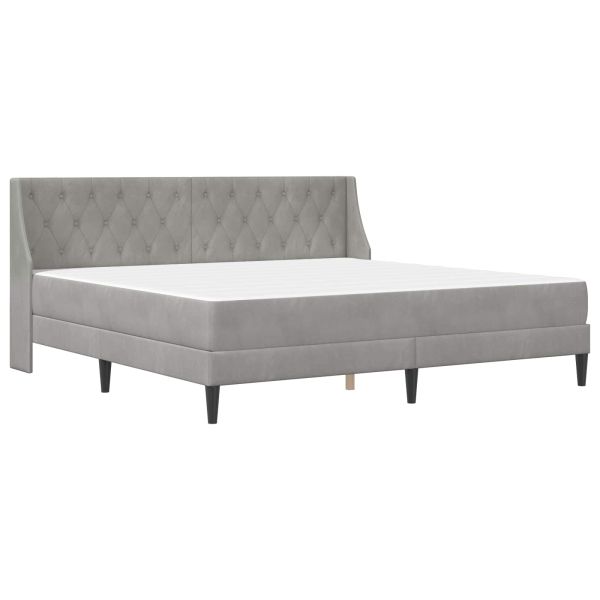 Рамка за легло с матрак с матрак Светлосиво 200 x 200 cm Кадифе