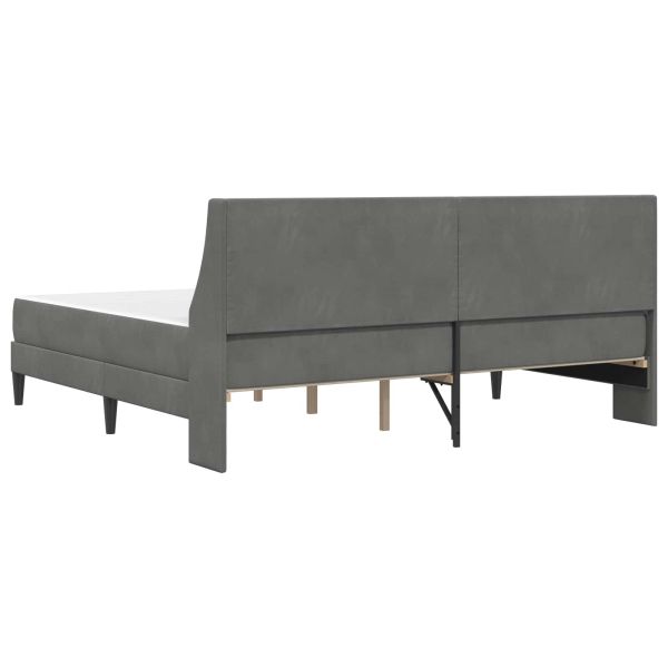 Рамка за легло с матрак с матрак Тъмен сив 200 x 200 cm Кадифе