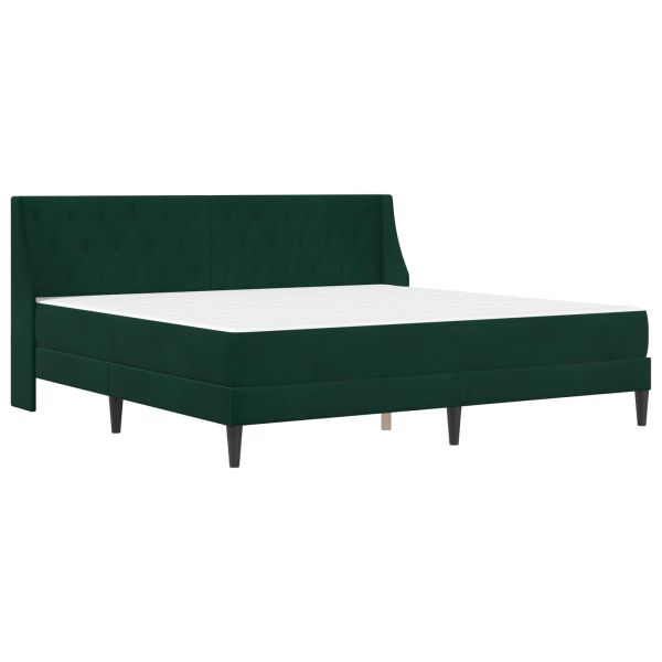 Рамка за легло с матрак Тъмен зелен 200 x 200 cm Кадифе