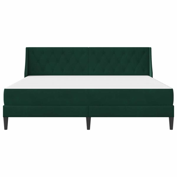 Рамка за легло с матрак Тъмен зелен 200 x 200 cm Кадифе