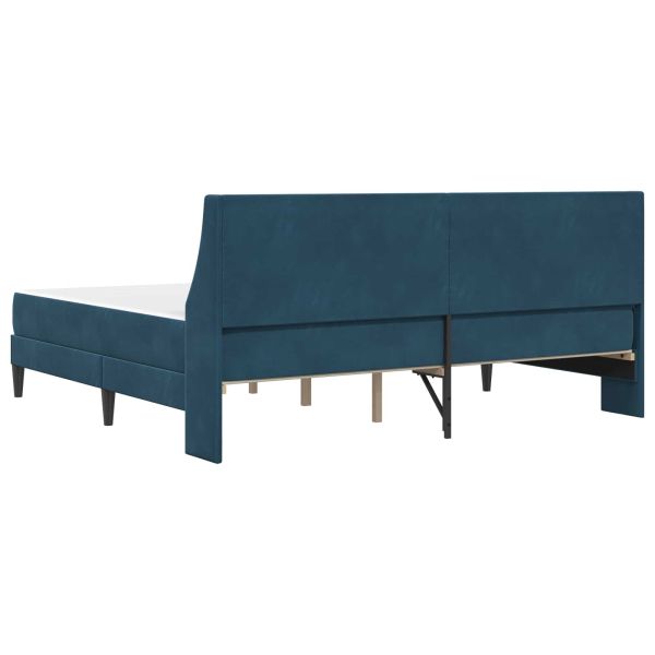 Рамка за легло с матрак с матрак Синьо 200 x 200 cm Кадифе