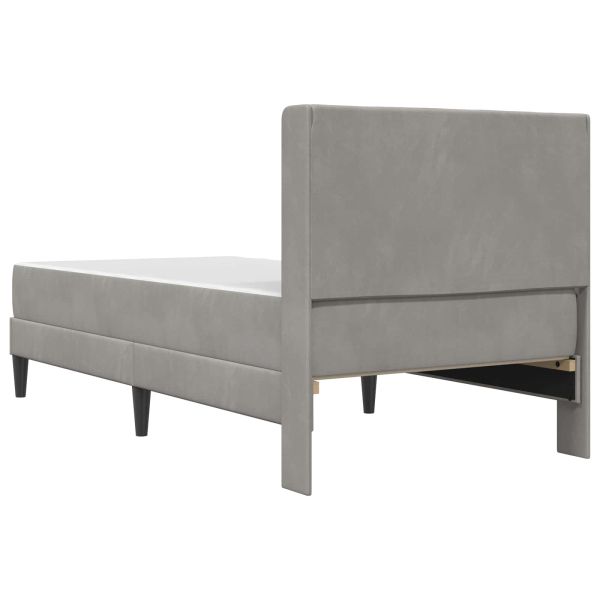Рамка за легло с матрак с таблото Светлосиво 90 x 200 cm Кадифе