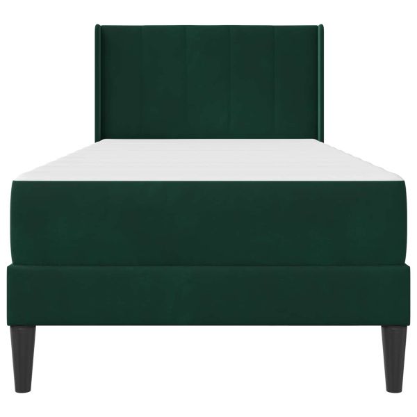 Рамка за легло с матрак Тъмен зелен 90 x 200 cm Кадифе