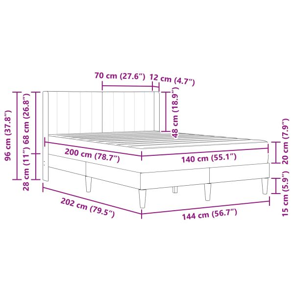 Рамка за легло с матрак Тъмен зелен 140 x 200 cm Кадифе