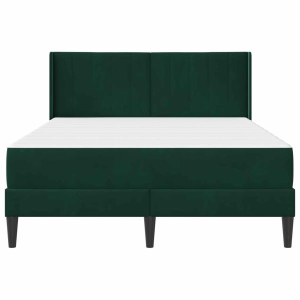 Рамка за легло с матрак Тъмен зелен 160 x 200 cm Кадифе