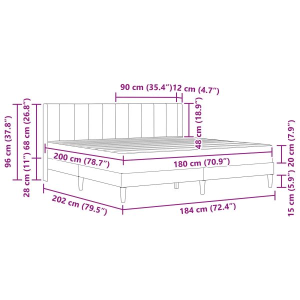 Рамка за легло с матрак Светлосиво 180 x 200 cm Кадифе