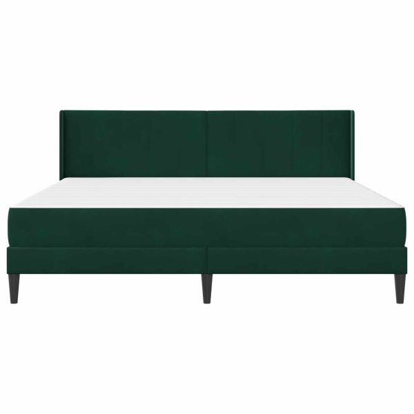 Рамка за легло с матрак Тъмен зелен 200 x 200 cm Кадифе