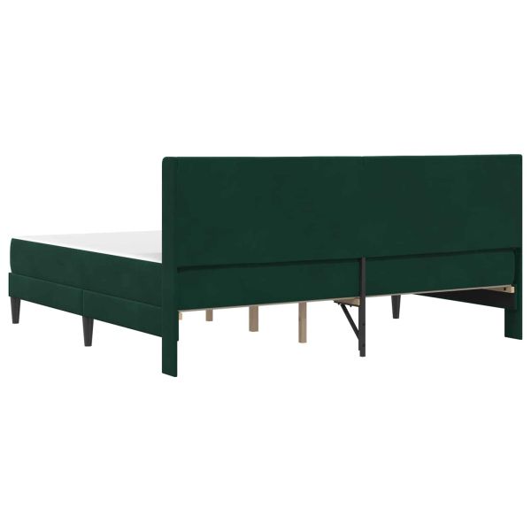 Рамка за легло с матрак Тъмен зелен 200 x 200 cm Кадифе