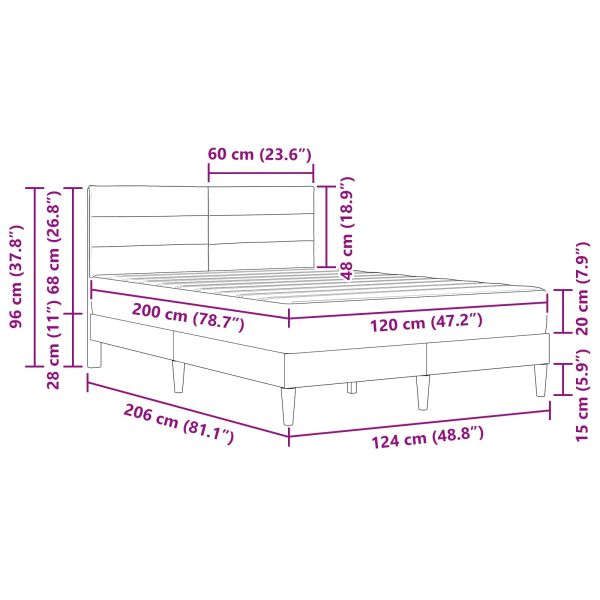 Рамка за легло Светлосиво 120 x 200 cm Полиестер